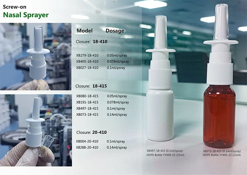 18/415 Nasal Spray Pump with 10ml 15ml 20ml Plastic HDPE, Pet Bottle