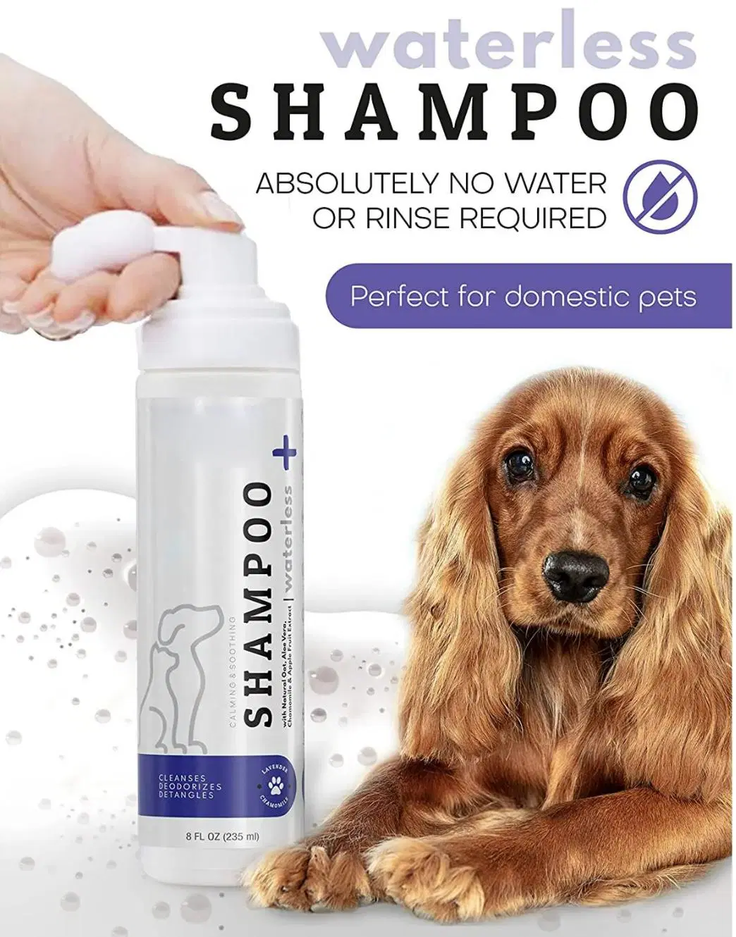 OEM Pet Dry Shampoos Pet Products Gentle Dry Cleaning Foam Shampoo Without Bathing Waterless Shampoo Cats and Dogs